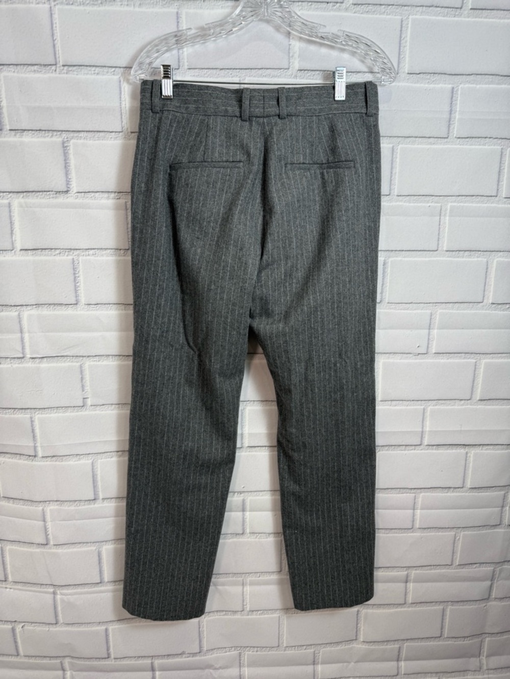 Sandro Paris Gray Pinstripe Wool Dress Classic  designer Pants Size 40 / US 8 - Picture 9 of 16